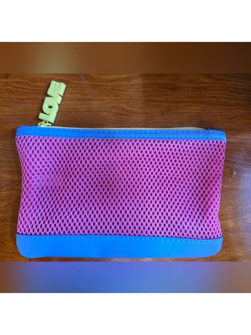 Ipsy Pink and Blue Mesh Cosmetic Bag